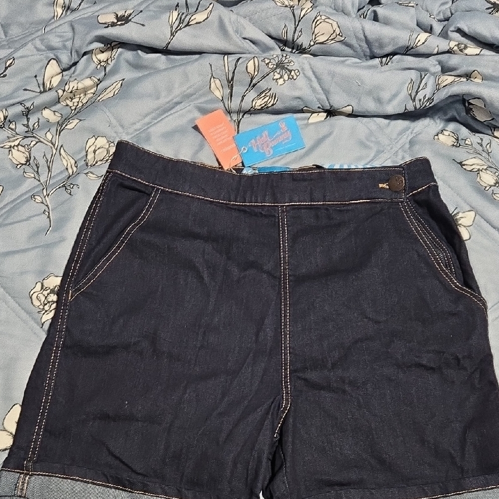 Hell Bunny Dark Blue Jean Shorts